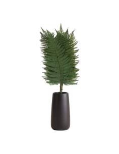 Botte de frondes de fougère phlebodium aureum stabilisée, vert soutenu, sur fond beige 2