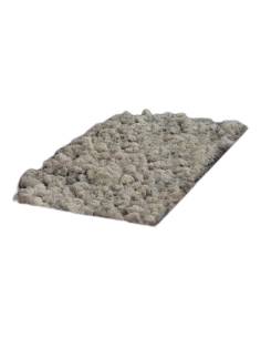 Boîte en carton ouverte remplie de lichen stabilisé naturel, gris clair, en vrac