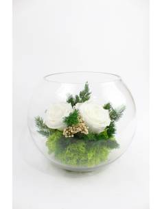 Vase globe déco roses éternelles Blanches