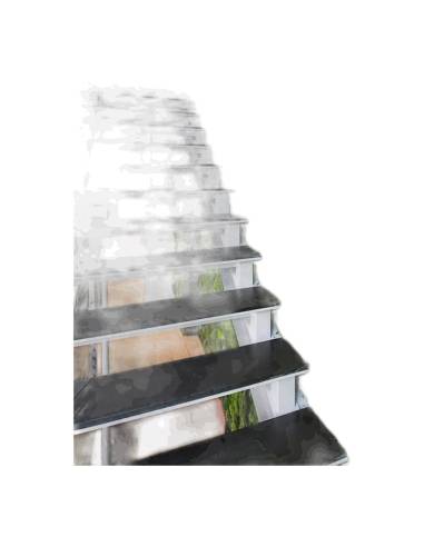 Mur végétal en mousse plate stabilisée le long d'un escalier