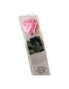 Rose éternelle rose pâle sur tige en coffret