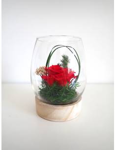 Vase Tulipa Wood S rose éternelle Rouge