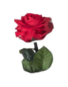 Rose éternelle rouge sur tige longue dans son coffret à fenêtre