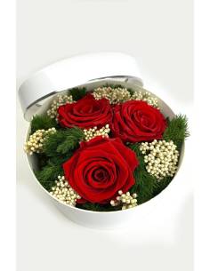 Boîte ronde roses éternelles Rouge