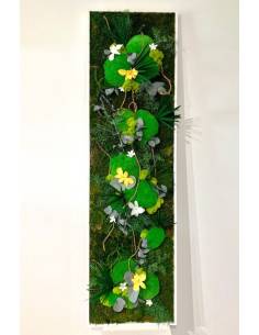 Tableau végétal stabilisé slim XL orchidées Jaune & Blanc