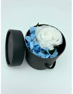 Mini box rose éternelle blanc & bleu
