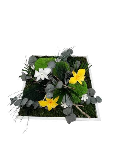 Tableau végétal stabilisé carré M orchid mix Jaune, vue 3