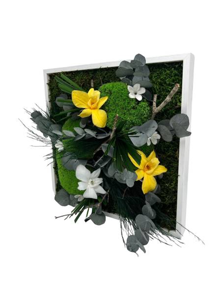 Tableau végétal stabilisé carré M orchid mix Jaune, vue 2