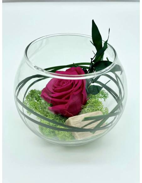 Boule déco rose éternelle Fuchsia lichen, vue 4