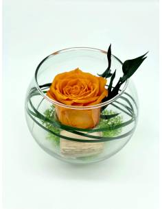 Boule déco rose éternelle Orange lichen