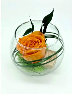 Boule déco rose éternelle Orange lichen 2