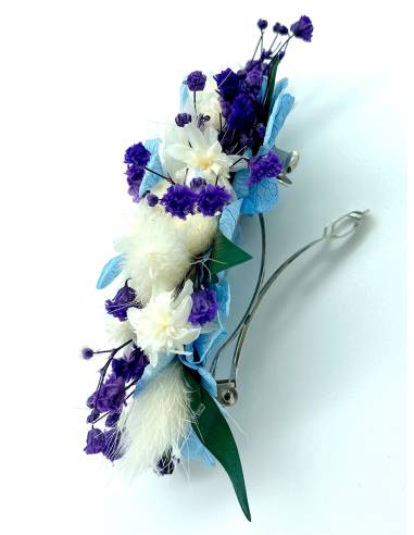 Barrette de Fleurs Préservées - Douceur bleutée, vue 2