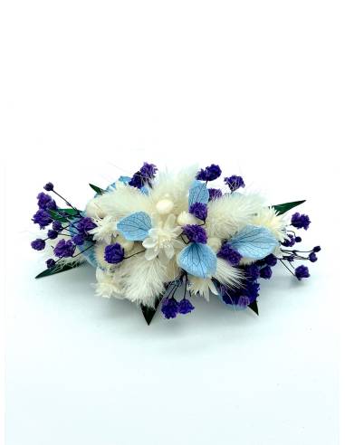Barrette de Fleurs Préservées - Douceur bleutée, vue 3