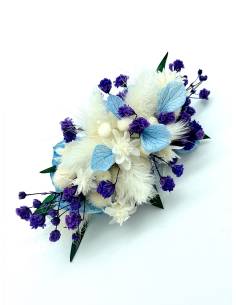 Barrette de Fleurs Préservées - Douceur bleutée