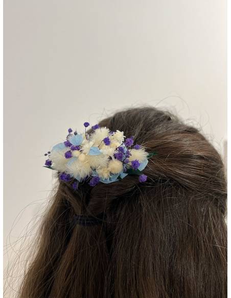 Barrette de Fleurs Préservées - Douceur bleutée, vue 7