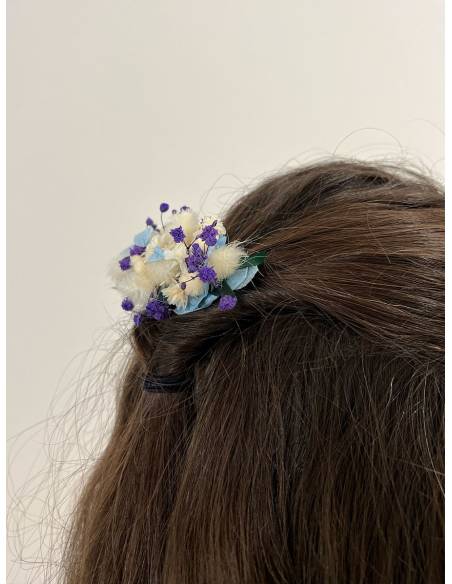 Barrette de Fleurs Préservées - Douceur bleutée, vue 6