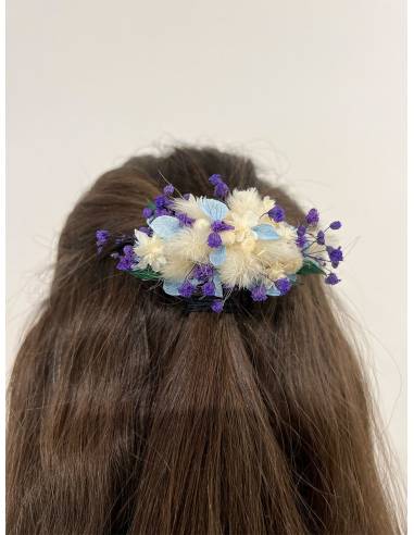 Barrette de Fleurs Préservées - Douceur bleutée, vue 5