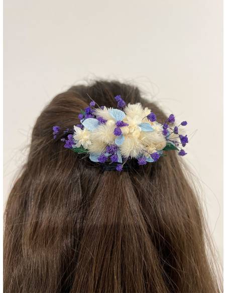 Barrette de Fleurs Préservées - Douceur bleutée, vue 5