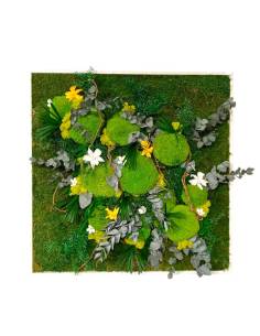 Tableau végétal stabilisé carré XL orchid Jaune et Blanc
