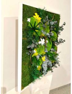 Tableau végétal stabilisé carré XL orchid Jaune et Blanc 2