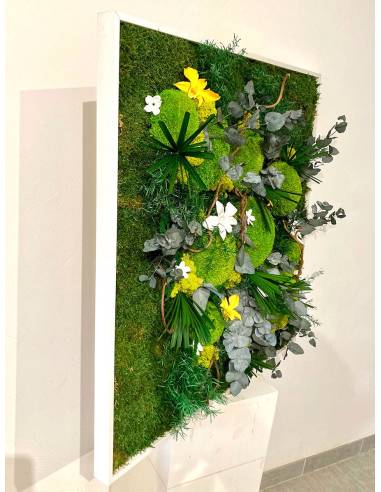 Tableau végétal stabilisé carré XL orchid Jaune et Blanc, vue 2
