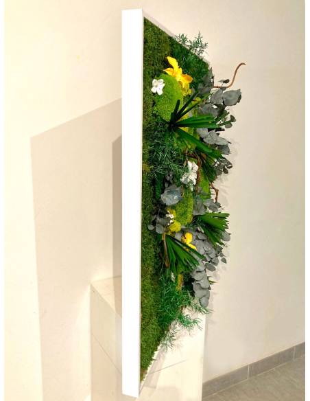 Tableau végétal stabilisé carré XL orchid Jaune et Blanc, vue 3