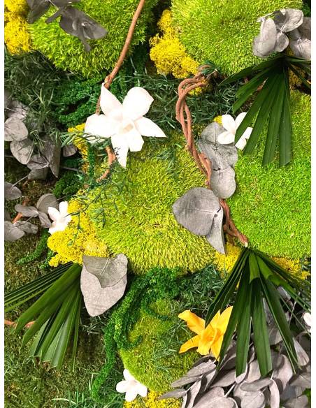 Tableau végétal stabilisé carré XL orchid Jaune et Blanc, vue 4