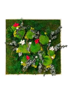 Tableau végétal stabilisé carré XL orchid Fuchsia et Blanc