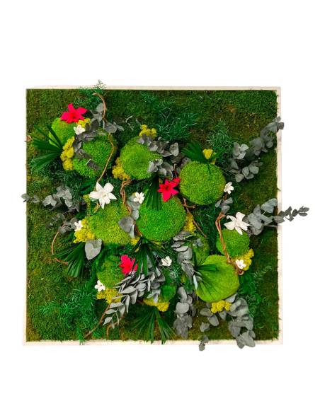 Tableau végétal stabilisé carré XL orchid Fuchsia et Blanc