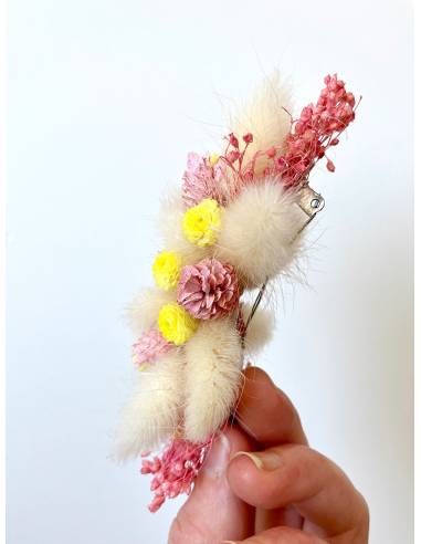 Barrette de fleurs séchées - Girly spring, vue 3