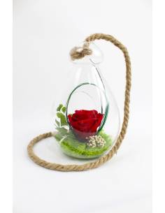 Suspension globe "Rose éternelle Rouge"