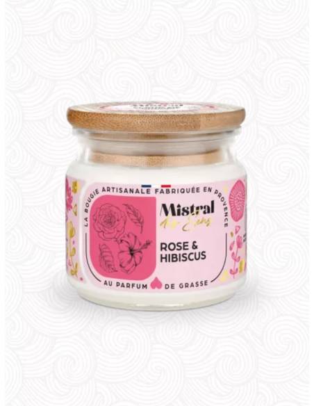 Bougie parfumée au parfum de Grasse - Rose Hibiscus, vue 1