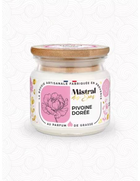 Bougie parfumée au parfum de Grasse - Pivoive Dorée, vue 1
