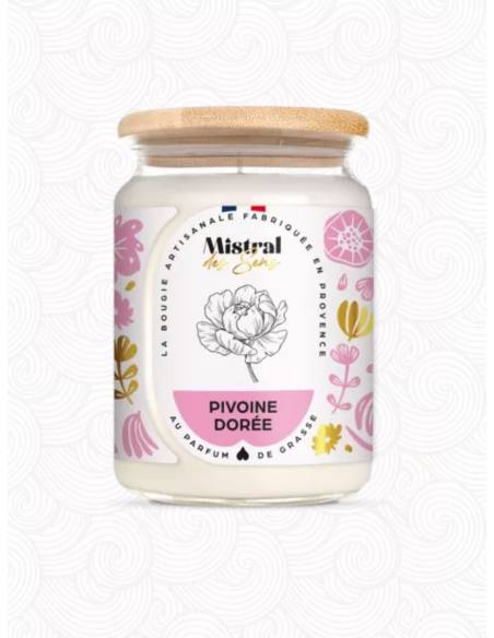 Bougie parfumée au parfum de Grasse - Pivoive Dorée
