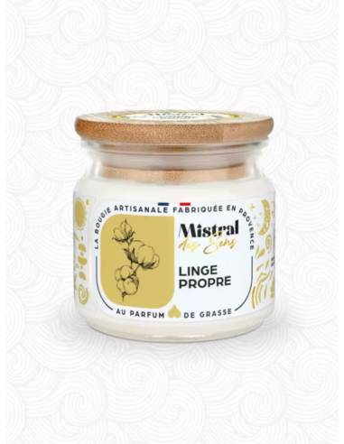 Bougie parfumée au parfum de Grasse - Linge Propre / Fleur de coton, vue 1