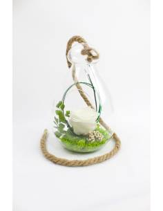 Suspension globe rose éternelle Blanche