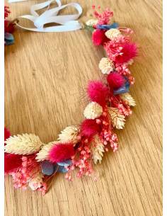 Couronne de fleurs - Hortensia et fleurs sechées