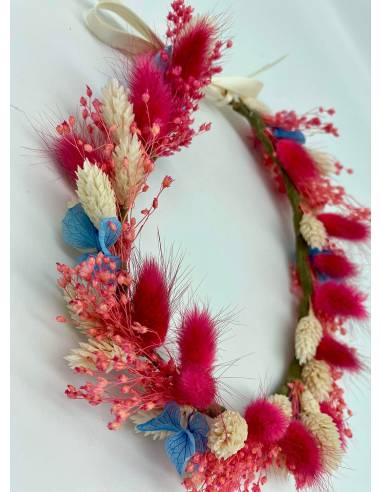 Couronne de fleurs - Hortensia et fleurs sechées, vue 3