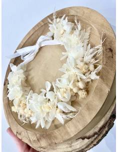 Couronne de fleurs - Hortensia blanc beige naturel 2