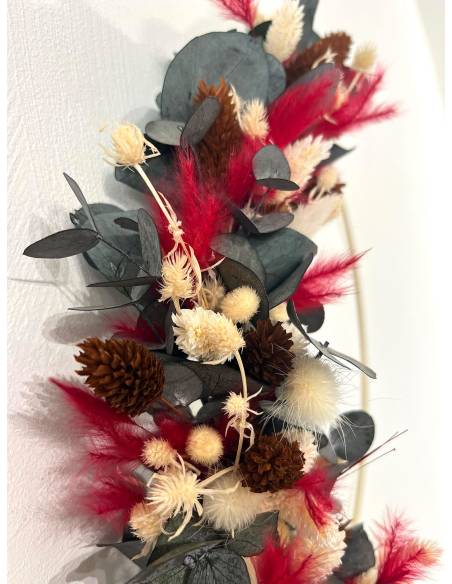 Cercle Floral Bois de Rubis - décoration murale fleurs séchées, vue 2