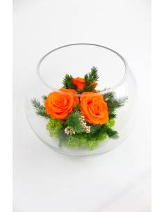 Vase globe déco roses éternelles Oranges